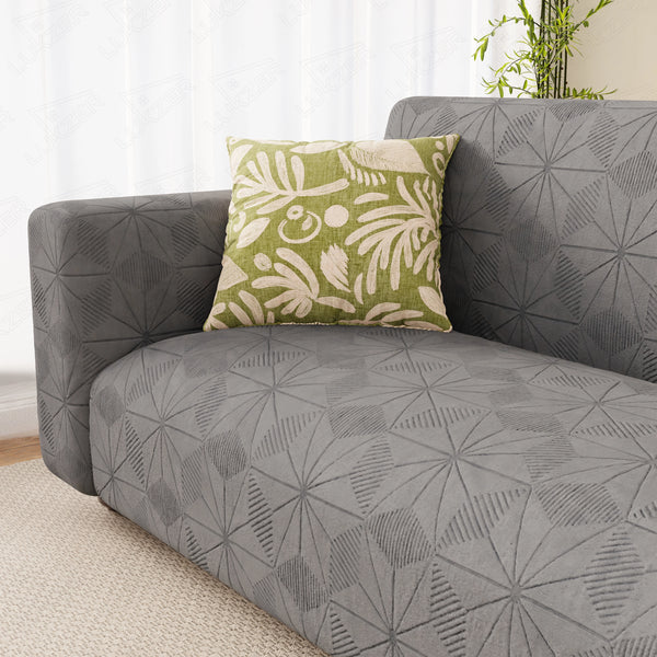 Lukzer Pastel Shades Textured Sofa Cover - Dark Grey Starlight Grid (SC-140-01)