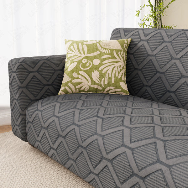 Lukzer Pastel Shades Textured Sofa Cover -  Dark Grey Diamond (SC-157-01)