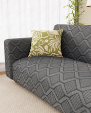 Lukzer Pastel Shades Textured Sofa Cover -  Dark Grey Diamond (SC-157-01)