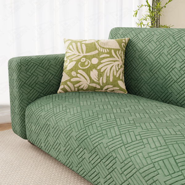 Lukzer Pastel Shades Textured Sofa Cover - Green Abstract (SC-167-01)