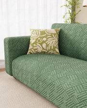 Lukzer Pastel Shades Textured Sofa Cover - Green Abstract (SC-167-01)