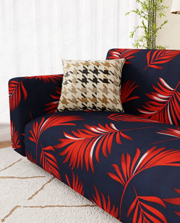 Lukzer Polyester Sofa Cover Red Leaves (SC-015-01)