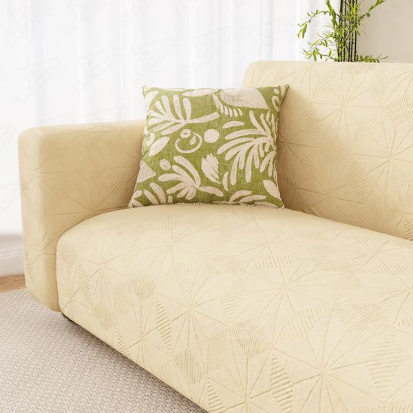 Lukzer Pastel Shades Textured Sofa Cover - Yellow Starlight Grid (SC-141-01)