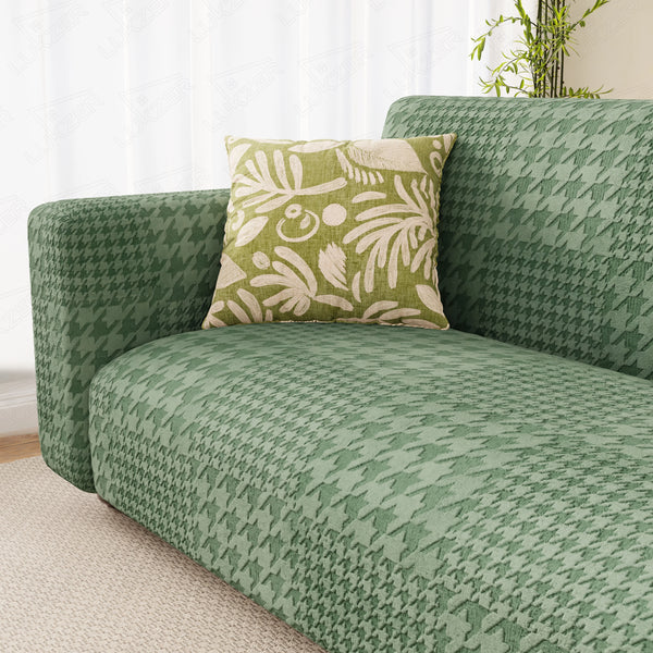 Lukzer Pastel Shades Textured Sofa Cover - Green Square Knit (SC-174-01)