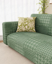 Lukzer Pastel Shades Textured Sofa Cover - Green Square Knit (SC-174-01)