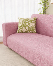 Lukzer Pastel Shades Textured Sofa Cover - Pink Tribal Design (SC-073-01)