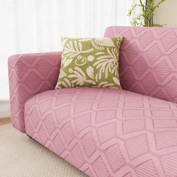 Lukzer Pastel Shades Textured Sofa Cover -  Pink Diamond (SC-154-01)