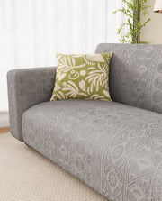 Lukzer Pastel Shades Textured Sofa Cover - Light Grey Tribal Design (SC-072-01)