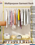 Lukzer Single Rod Garment Rack with Bottom Shelf | Cloth Organizer for Hanging Kurtas, Jackets, Bags in Bedroom, Office, Hostel & More (MGR-003)