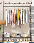Lukzer Single Rod Garment Rack with Bottom Shelf | Cloth Organizer for Hanging Kurtas, Jackets, Bags in Bedroom, Office, Hostel & More (MGR-003)