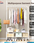Lukzer Multipurpose Single Pole Metal Garment Rack with Wheels & 2 Bottom Shelves - (MGR-006) (White, Gold, Grey, Pink, Deep Sea, Black)