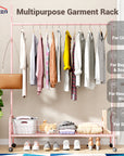 Lukzer Single Rod Garment Rack with Bottom Shelf | Cloth Organizer for Hanging Kurtas, Jackets, Bags in Bedroom, Office, Hostel & More (MGR-003)