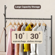 Lukzer Heavy-Duty Portable Metal Clothes Rack with Single Rod & Bottom Shelf (MGR-001/Black)
