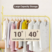 Lukzer Single Pole Portable Metal Garment Rack with Bottom Shelf (MGR-007/Gold)