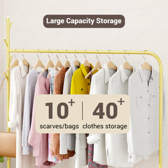 Lukzer Single Pole Portable Metal Garment Rack with Bottom Shelf (MGR-007/Gold)