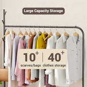 Lukzer Single Pole Portable Metal Garment Rack with Bottom Shelf (MGR-007/Black)