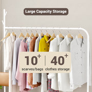 Lukzer Single Pole Portable Metal Garment Rack with Bottom Shelf (MGR-007/White)