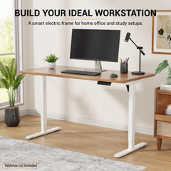 Lukzer Electric Height Adjustable Desk Frame with USB & Type-C Port on Control (EST-003/UC-F/White)