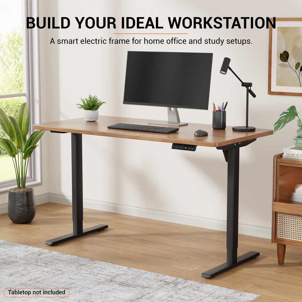 Lukzer Electric Height Adjustable Desk Frame with USB & Type-C Port on Control (EST-003/UC-F/Black)
