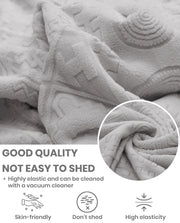 Lukzer Pastel Shades Textured Sofa Cover - Light Grey Tribal Design (SC-072-01)