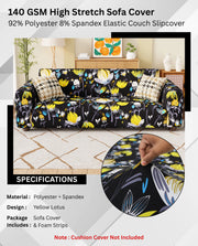 Lukzer Polyester Sofa Cover Yellow Lotus (SC-019-01)
