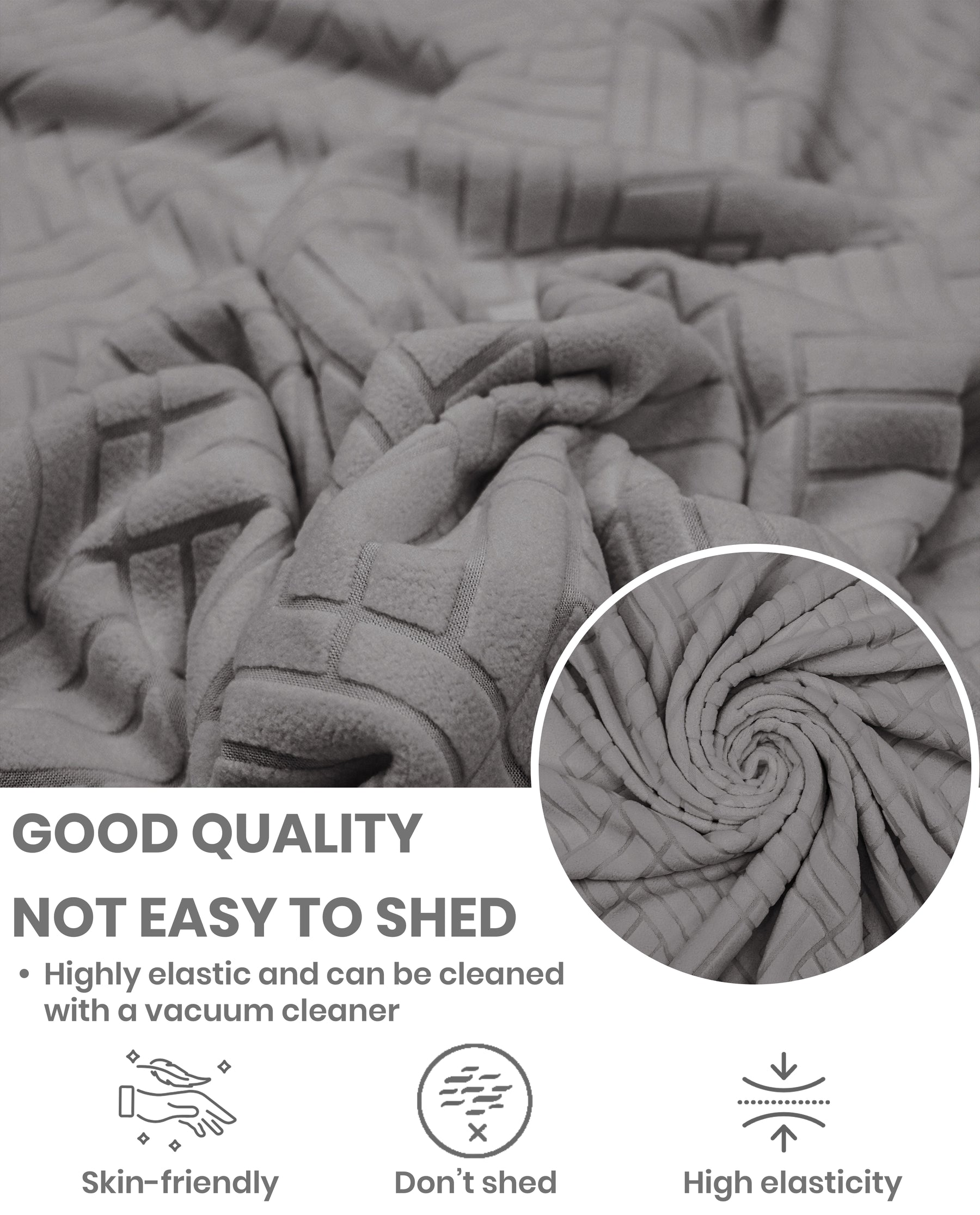 Lukzer Pastel Shades Textured Sofa Cover - Dark Grey Abstract (SC-171-01)
