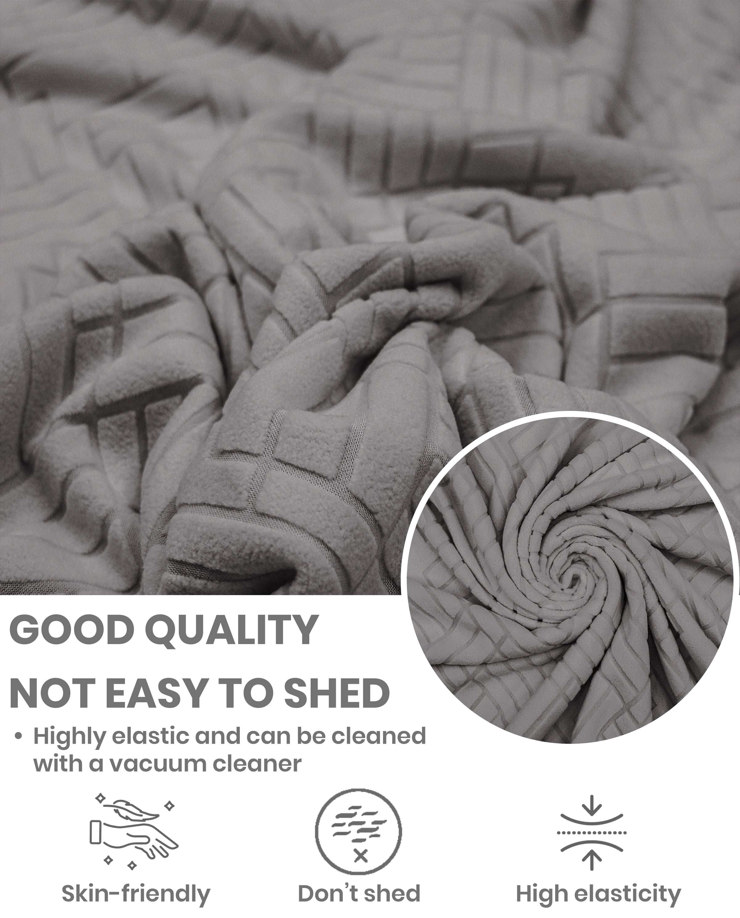 Lukzer Pastel Shades Textured Sofa Cover - Dark Grey Abstract (SC-171-01)