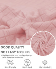 Lukzer Pastel Shades Textured Sofa Cover - Pink Tangled Lines (SC-122-01)