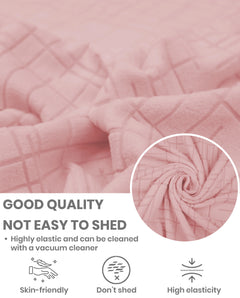 Lukzer Pastel Shades Textured Sofa Cover - Pink Tangled Lines (SC-122-01)