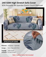 Lukzer Polyester Sofa Cover - Dark Grey with Print (SC-004-01)