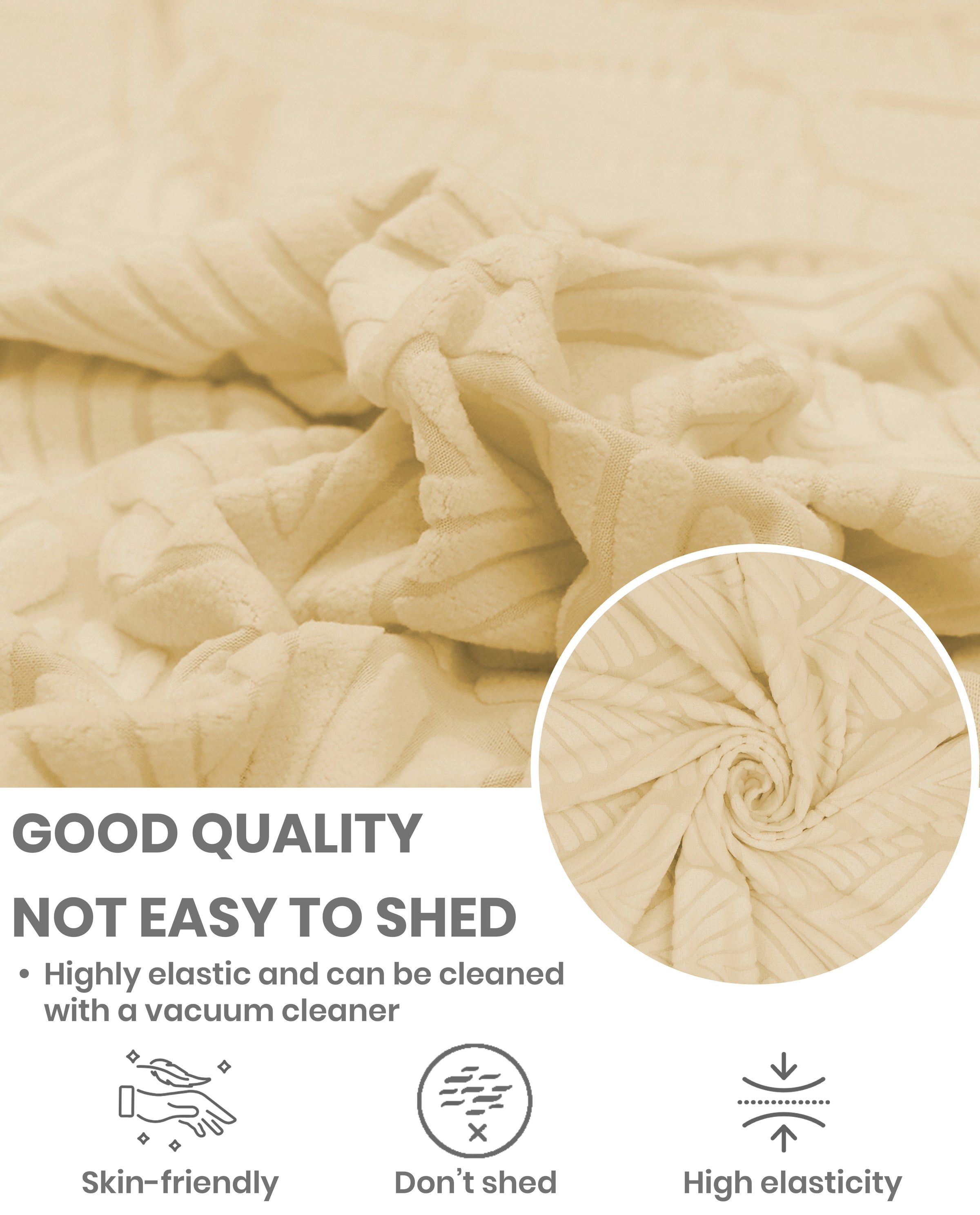 Lukzer Pastel Shades Textured Sofa Cover - Yellow Leaf Trail (SC-126-01)