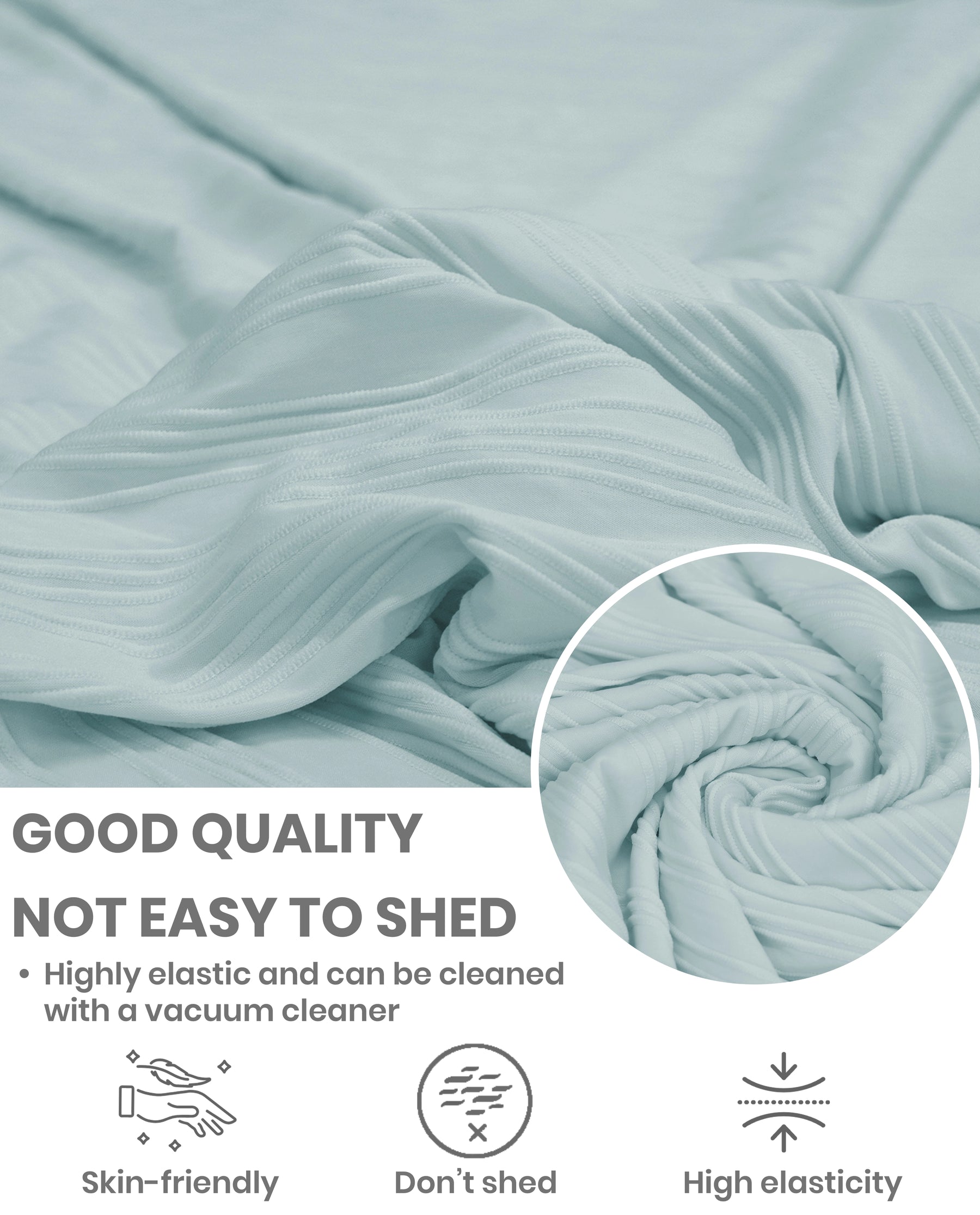 Lukzer Pastel Shades Textured Sofa Cover - Blue Wavy Stripes (SC-082-01)