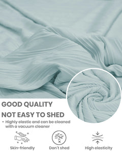 Lukzer Pastel Shades Textured Sofa Cover - Blue Wavy Stripes (SC-082-01)