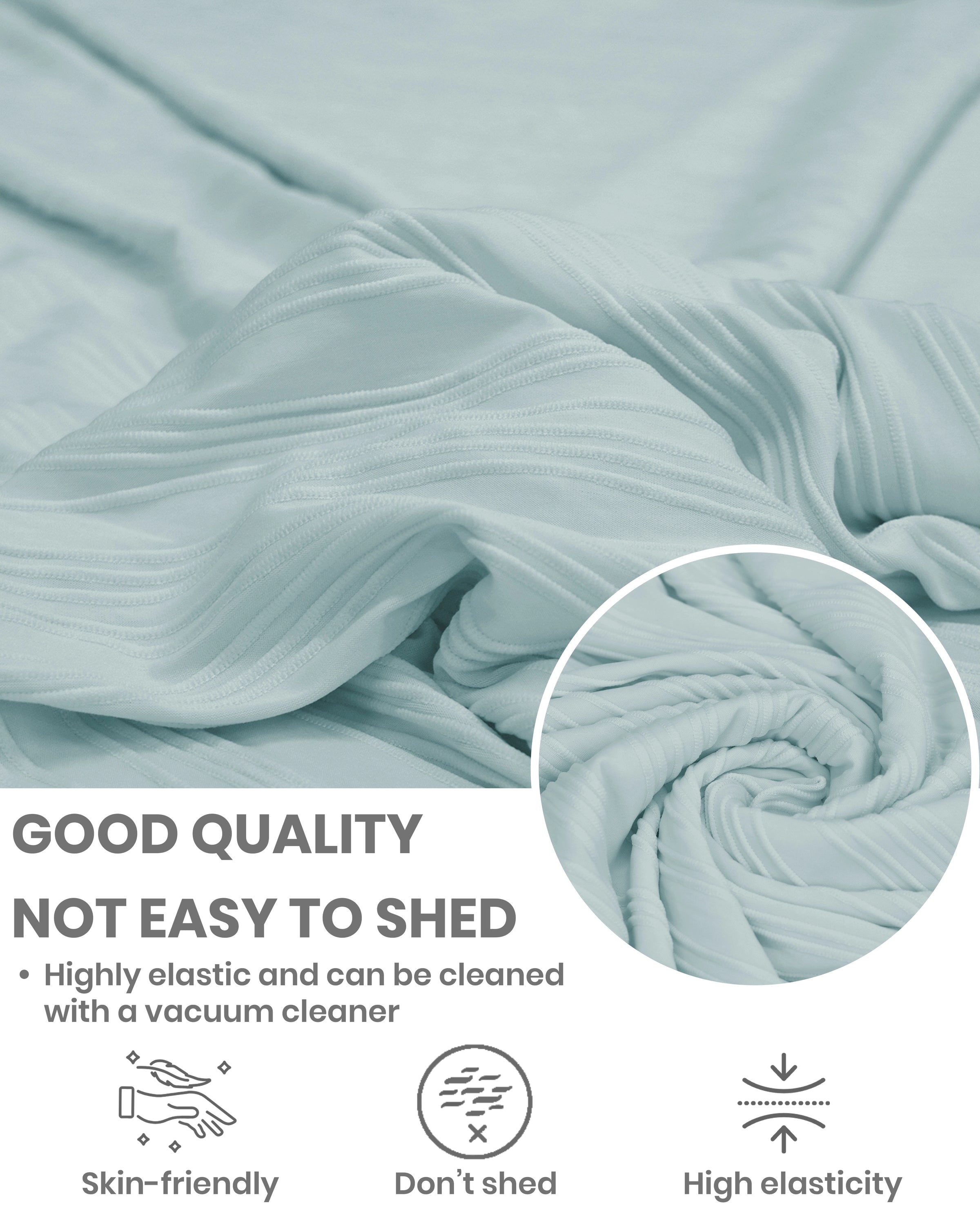 Lukzer Pastel Shades Textured Sofa Cover - Blue Wavy Stripes (SC-082-01)