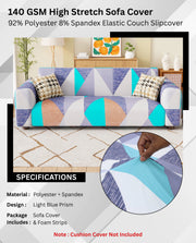 Lukzer Polyester Sofa Cover - Prism Light Blue (SC-046-01)
