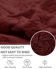 Lukzer Pastel Shades Textured Sofa Cover - Deep Maroon Square Knit (SC-179-01)