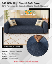 Lukzer Polyester Sofa Cover  Dark Blue Lining (SC-023-01)