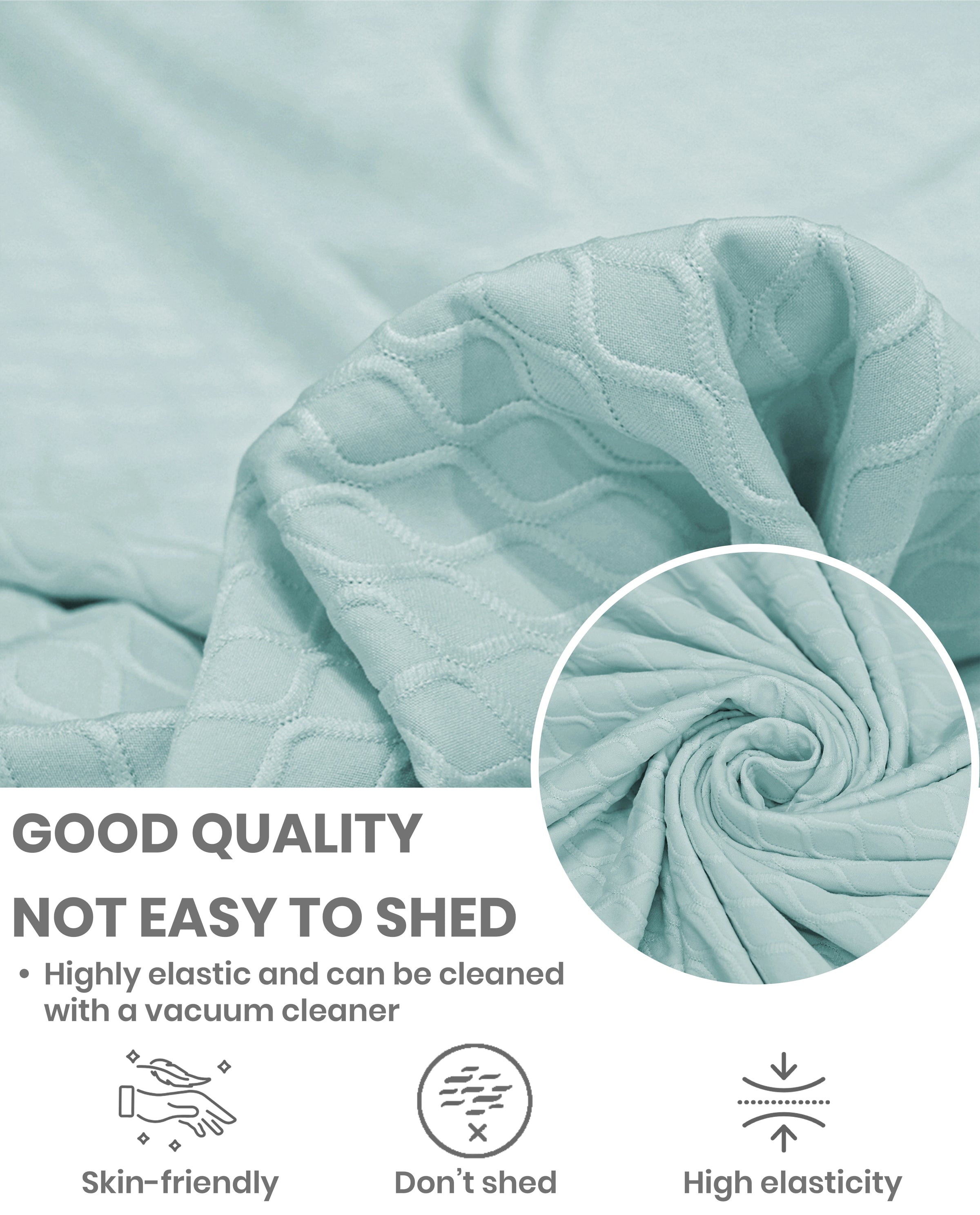 Lukzer Pastel Shades Textured Sofa Cover - Blue Curved Diamond (SC-086-01)