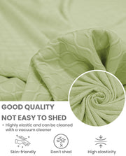 Lukzer Pastel Shades Textured Sofa Cover - Green Curved Diamond (SC-085-01)