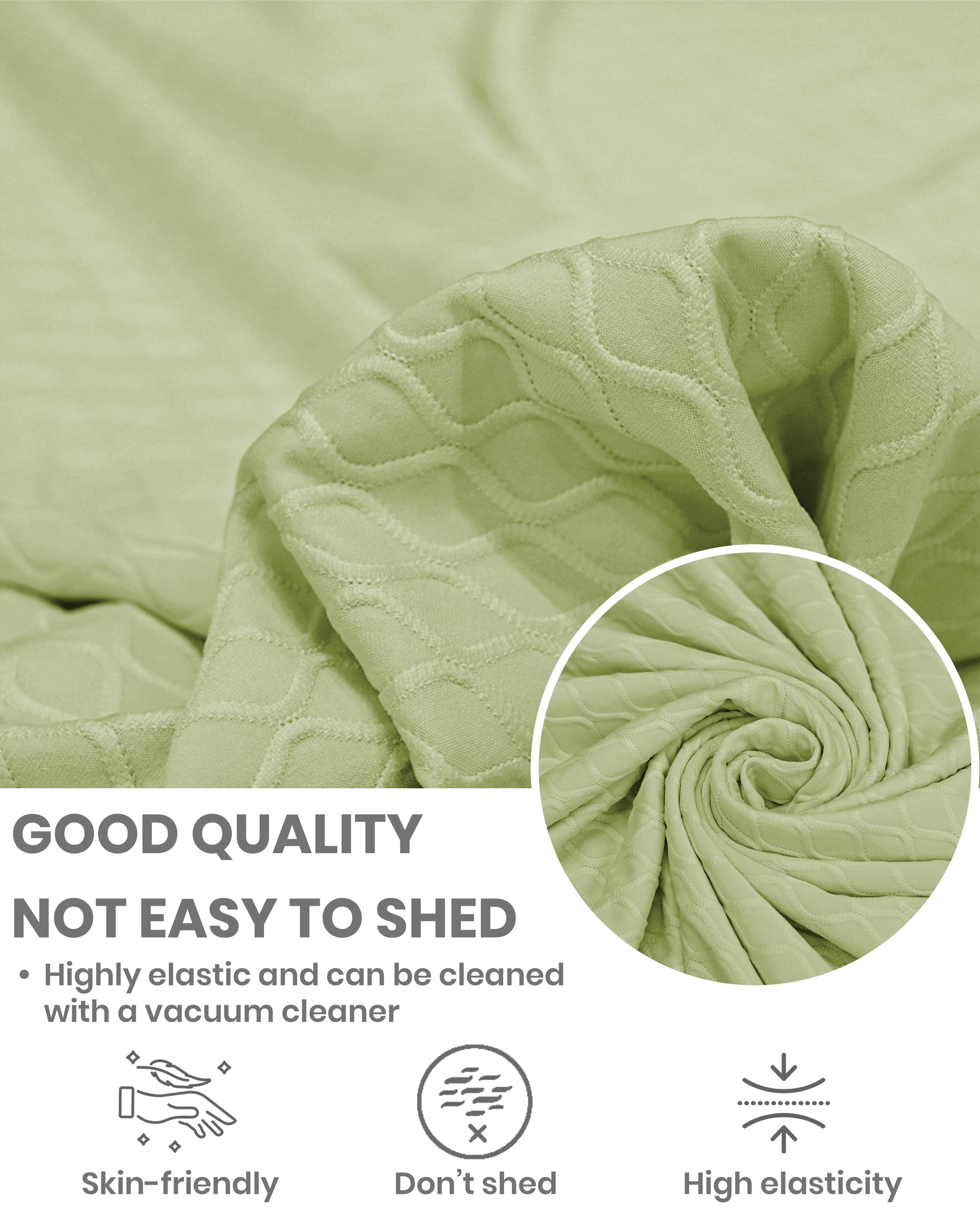 Lukzer Pastel Shades Textured Sofa Cover - Green Curved Diamond (SC-085-01)