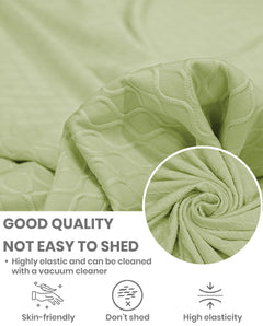 Lukzer Pastel Shades Textured Sofa Cover - Green Curved Diamond (SC-085-01)