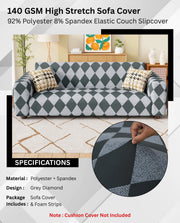 Lukzer Polyester Sofa Cover - Grey Diamond (SC-038-01)