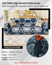 Lukzer Polyester Sofa Cover - Blue Dahlia (SC-003-01)