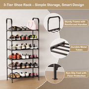 Lukzer 6-Tier Metal & Plastic Space-Saving Shoe Organizer Rack (MSR-006/Black)