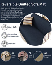 Lukzer Reversible Quilted Sofa Mat with Arms Aqua Weave Blue (SC-215-01)