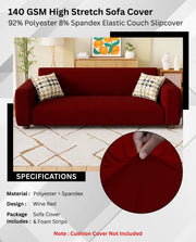 Lukzer Polyester Sofa Cover Wine Red (SC-049-01)