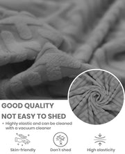 Lukzer Pastel Shades Textured Sofa Cover Dark Grey Grid Maze (SC-104-01)