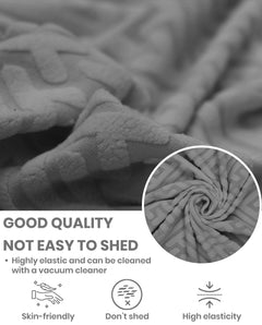 Lukzer Pastel Shades Textured Sofa Cover Dark Grey Grid Maze (SC-104-01)