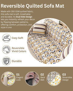 Lukzer Reversible Quilted Sofa Mat with Arms Terra Bloom (SC-205-01)