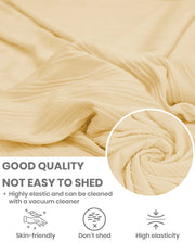 Lukzer Pastel Shades Textured Sofa Cover - Yellow Wavy Stripes (SC-083-01)